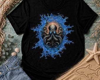 Octopus Shirt, Silent Until Strike, Deep Sea Marine Life Graphic Tee