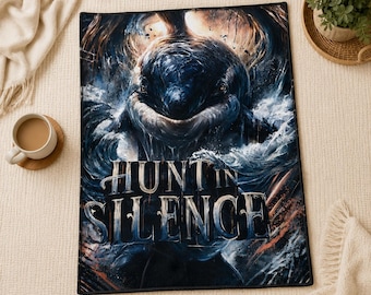 Orca "Hunt in Silence" Velveteen Plush Blanket | Whale Ocean Art Throw