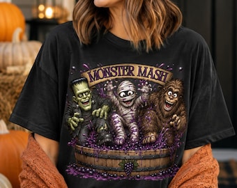 Funny Halloween Monster Grape Stomp PNG, Vintage Spooky Sublimation Design