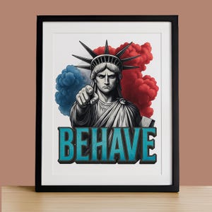 COMPORTE-SE Lady Liberty PNG | Design de Sublimação para o 4 de Julho | Download Digital Patriótico | PNG para Uso Comercial para Camisetas, Canecas, Arte de Parede | EUA