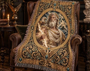 Zeus Woven Tapestry Blanket, Greek Mythology Gift, Dark Academia Tapestry, Greek God Decor