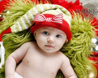 Striped Long Elf Stocking hat  KNITTING PATTERN by Funky Baby