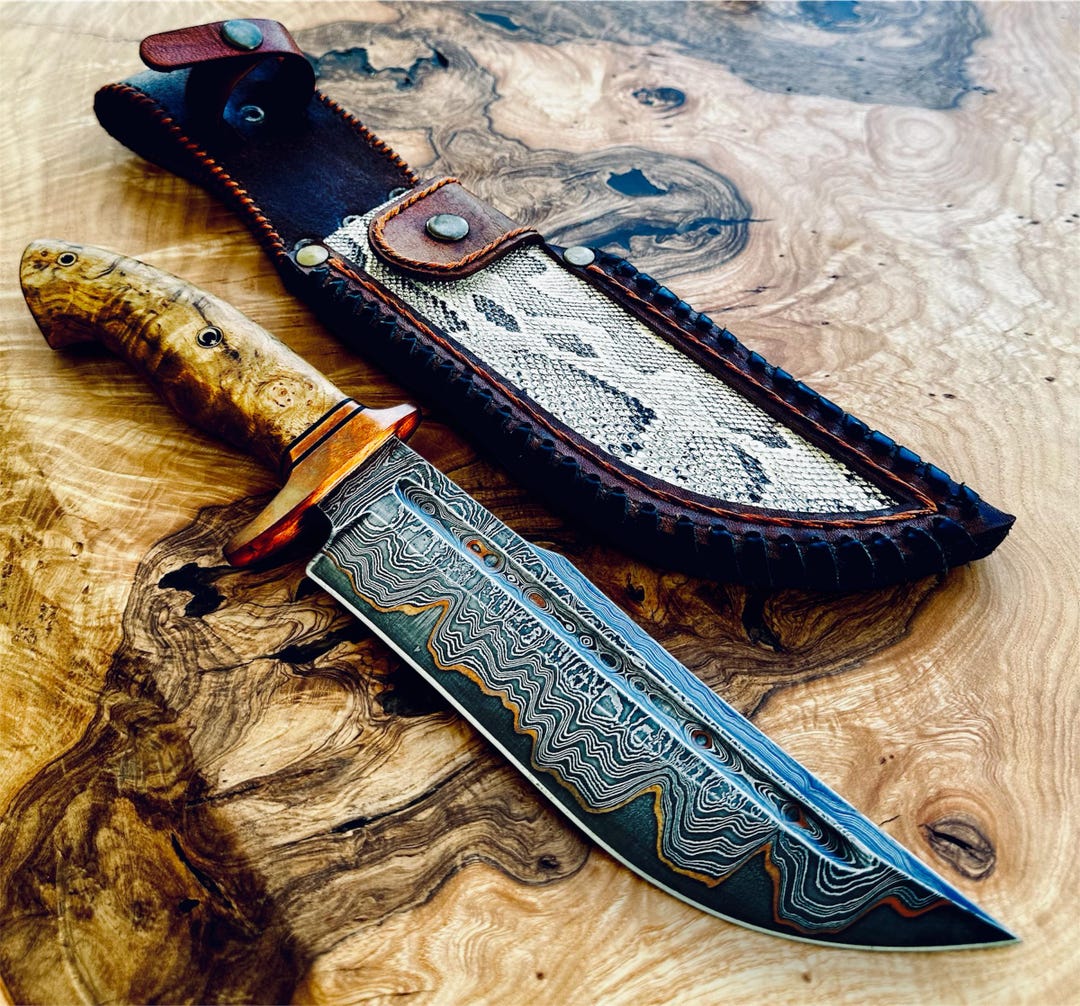 Copper Damascus Bowie Knife A Master Piece of Knife Making Natural ...