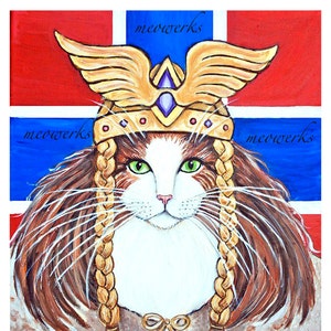 Cat t-shirt, Norwegian Forest Cat, Freya Goddess of Love and War, White