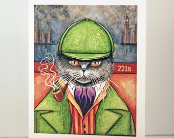 Cat Greeting Card, Sherlock Holmes, British Shorthair