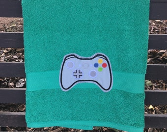 Embroidered Game Controller Bath Towel: Personalized Gamer Gift