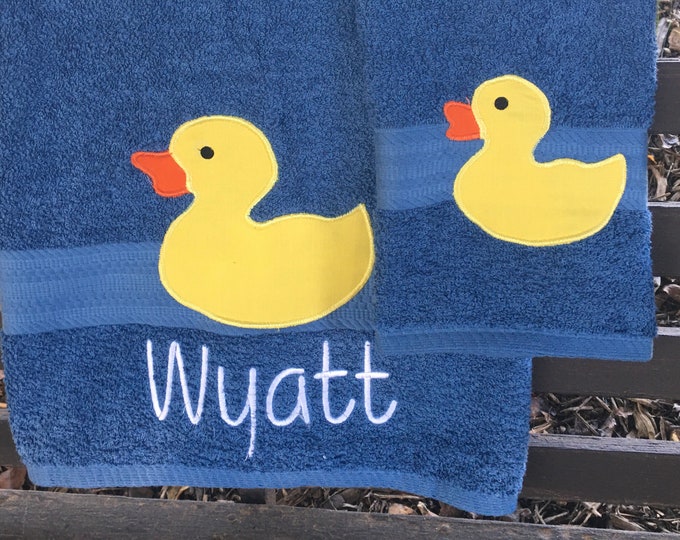Duckie Towel Duck Towel Rubber Ducky Towel Embroidered Towel Hand Towel