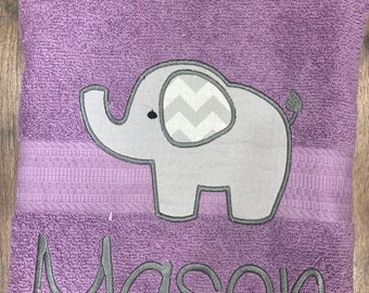 Elephant bath towel, safari towel, kid's animal bath towel, personalized bath towel, animal towels, towel with name