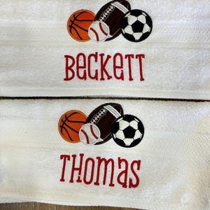 Multi Sports Towel, kid&#39;s sports towel, sports bath towel, personalized towel, swim towel, child&#39;s bath towel, sports bath décor, nap towel