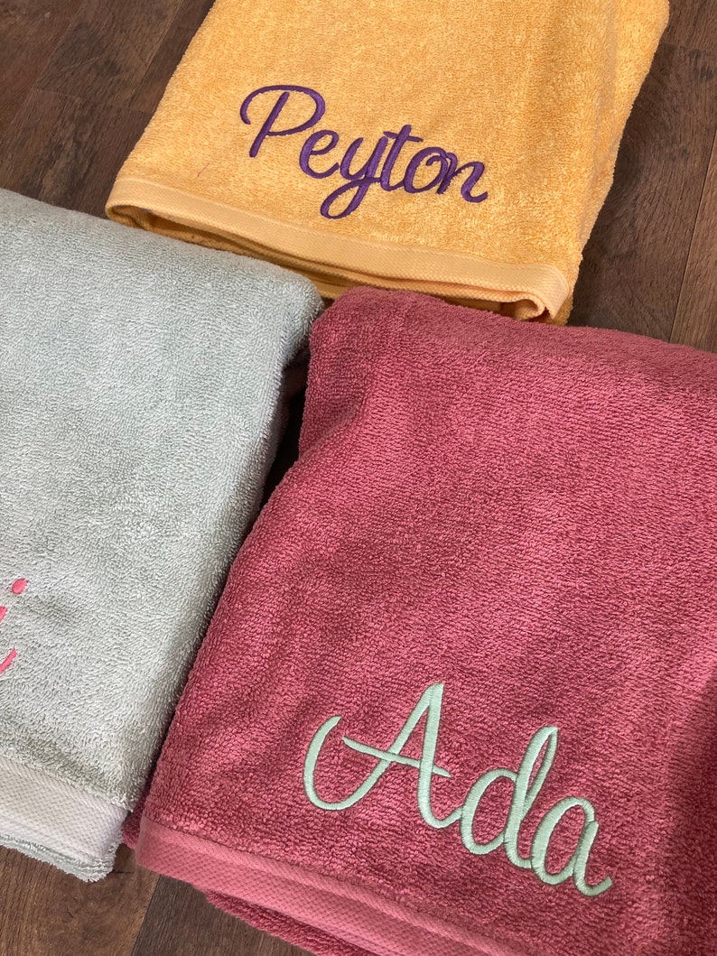 Personalized bath towel, embroidered towel, monogrammed bath towel, bathroom decor, towel with name image 2