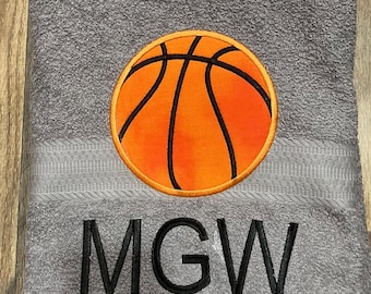 Embroidered Basketball Towel, Personalized Sports Bath Decor