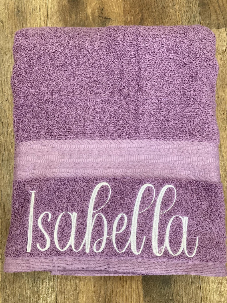 Purple home - Personalized Embroidered Cotton Bath Towel: Custom Bathroom Decor