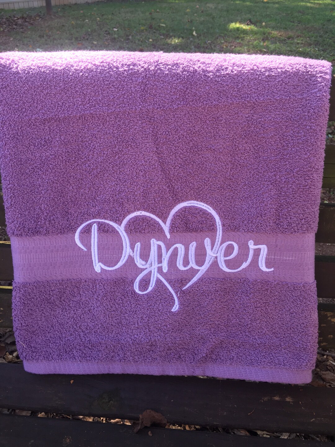 Embroidered Heart and Name Bath Towel, Personalized Towel, Monogrammed