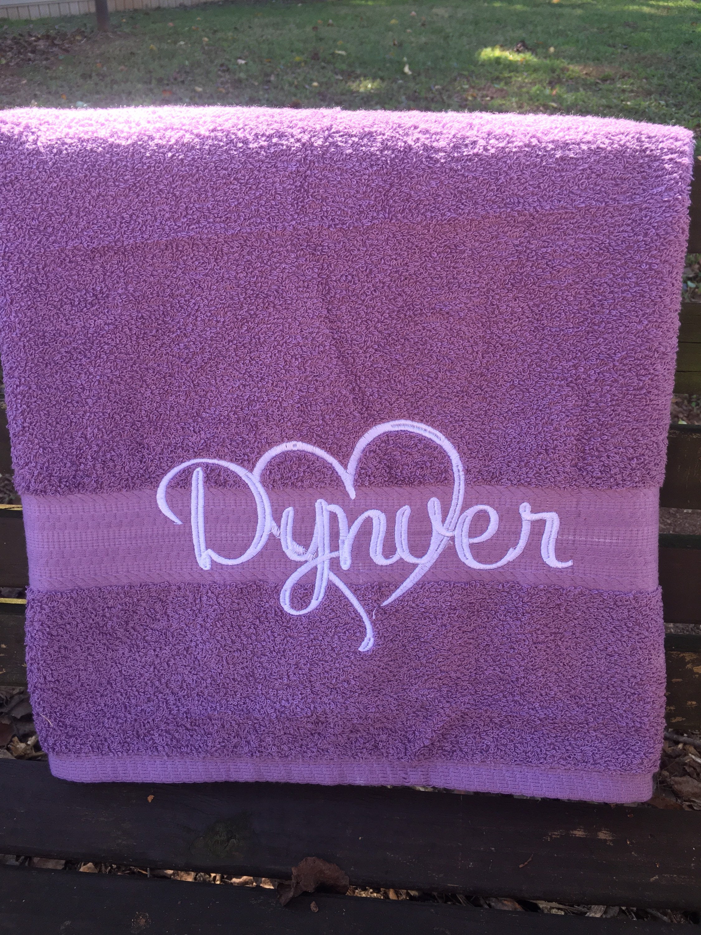 Bath Towels Home & Living towel with names Embroidered heart and name bath towel towel set