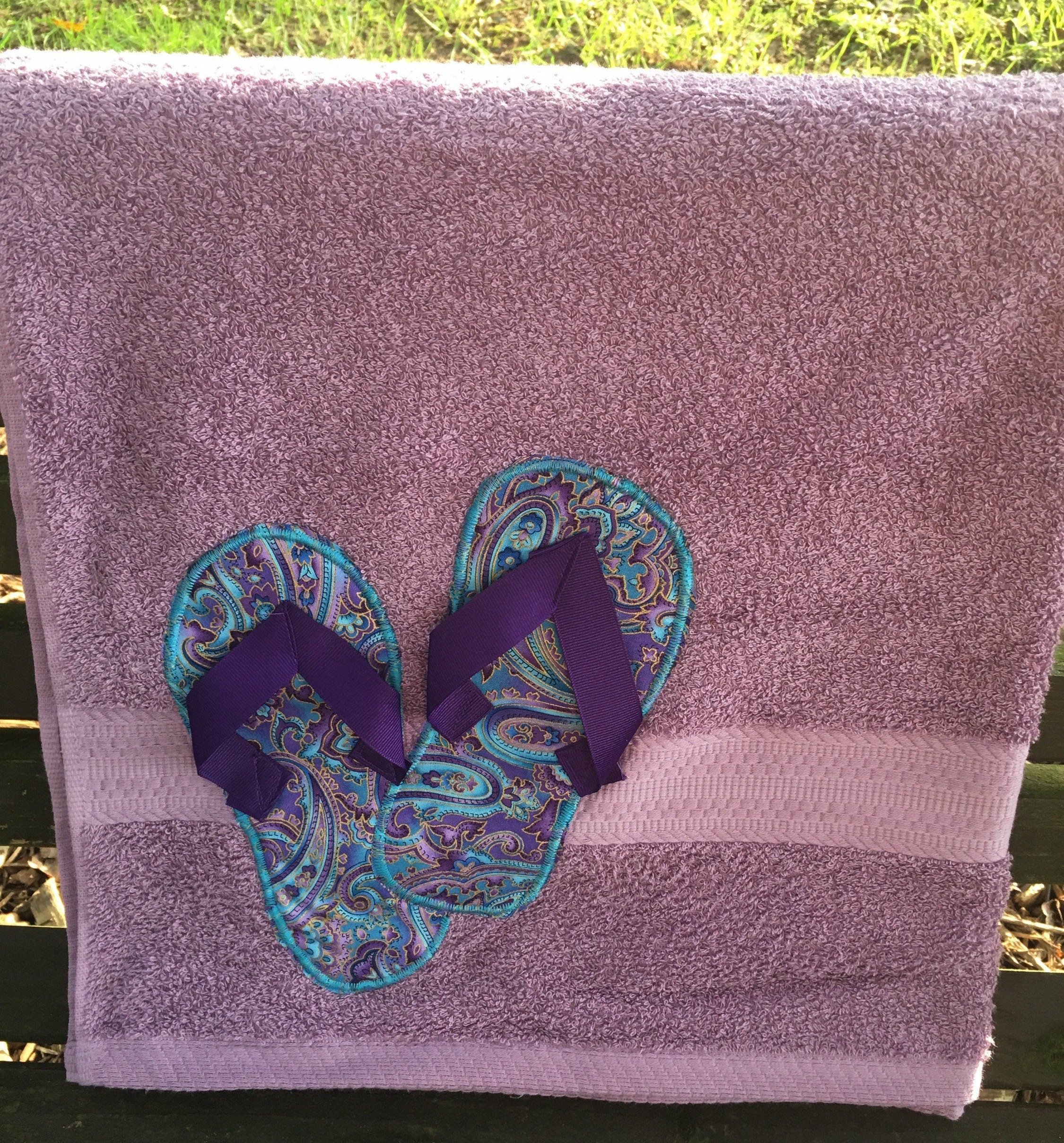Purple flip Flop Towel flip flop bath towel personalized Etsy