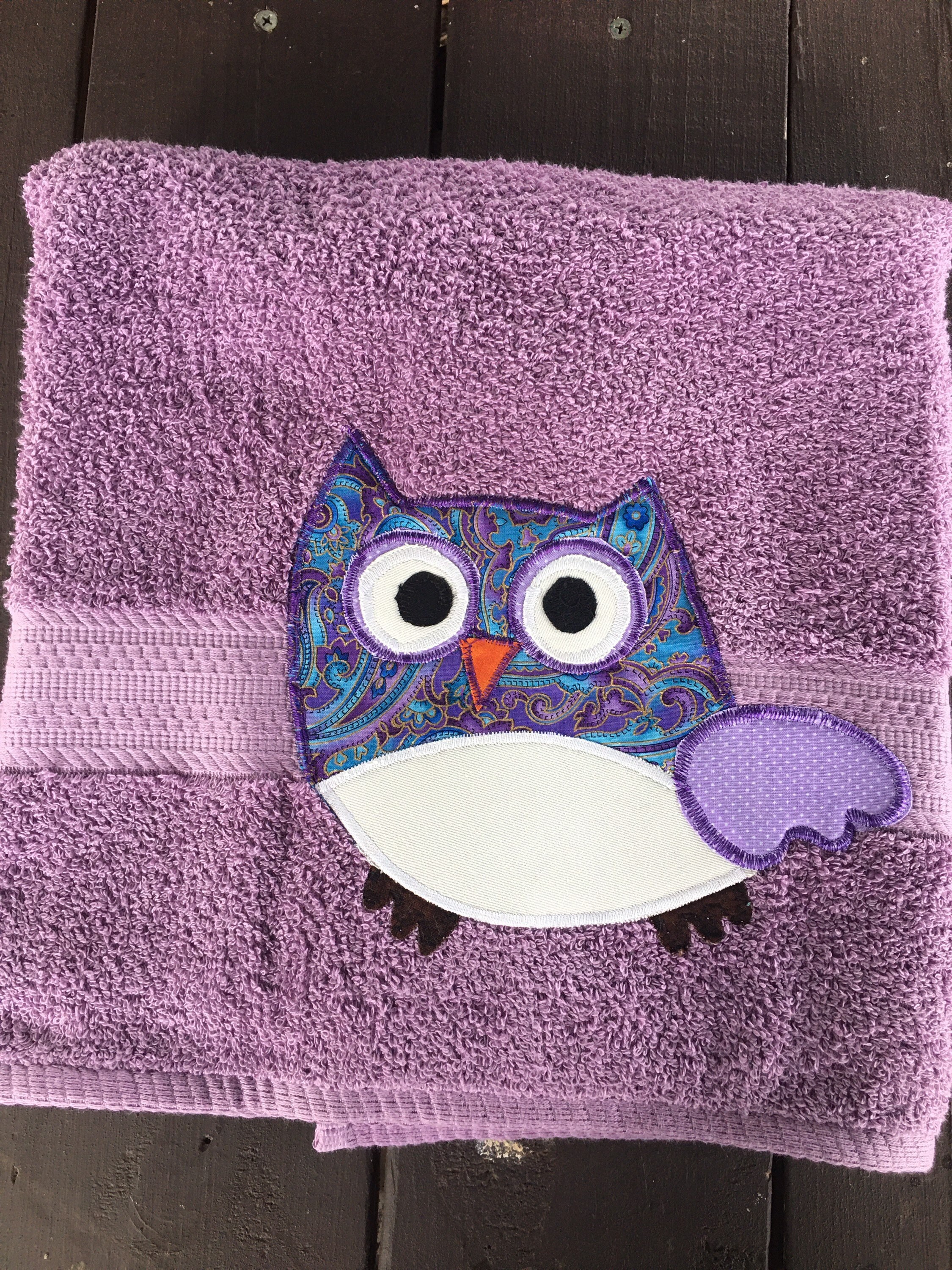 Purple owl towel kid's owl towel owl bath towel Etsy