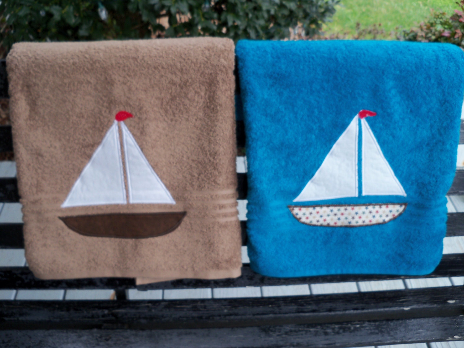 sailboat bath towels