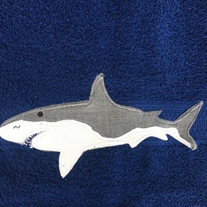 Shark towel, shark bath towel, kids shark towel, personalized towel, towel with shark, shark bathroom décor, shark swim towel, bath towel image 2