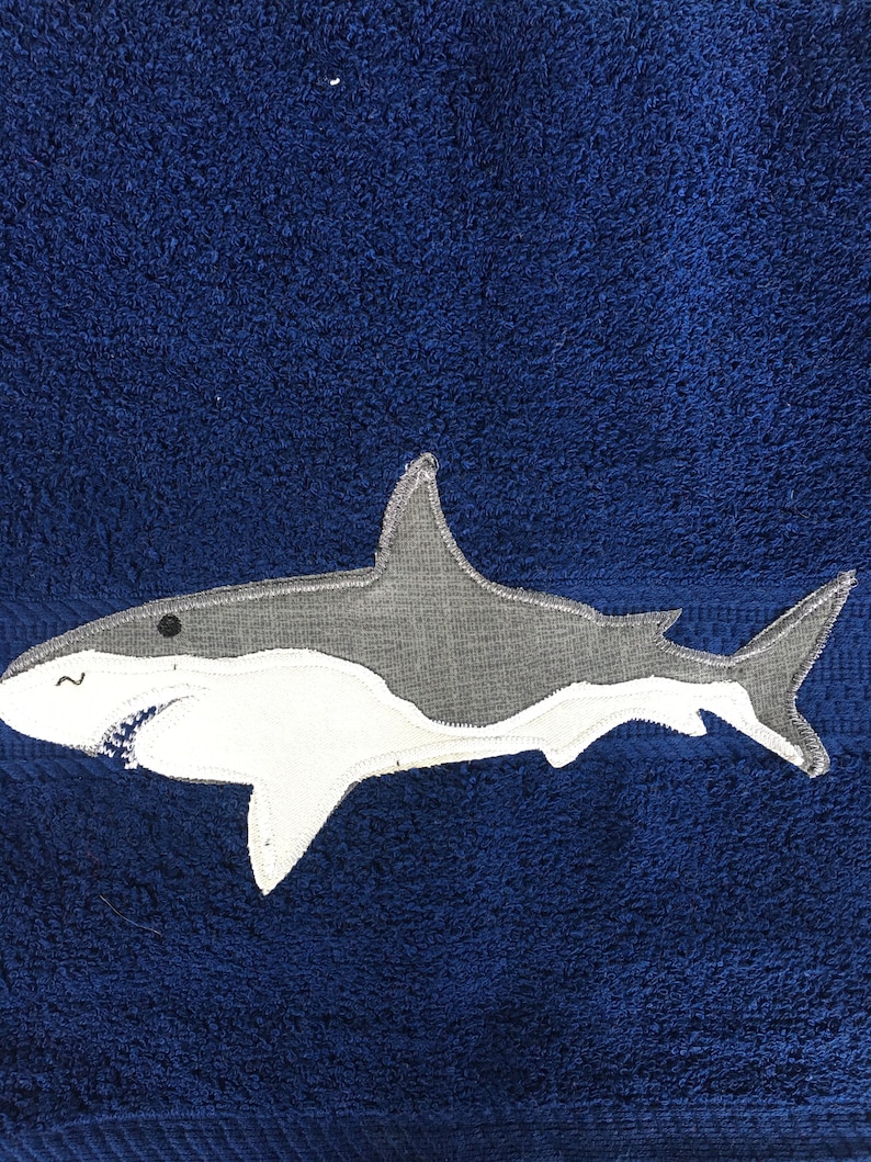 Shark towel, shark bath towel, kids shark towel, personalized towel, towel with shark, shark bathroom décor, shark swim towel, bath towel image 2