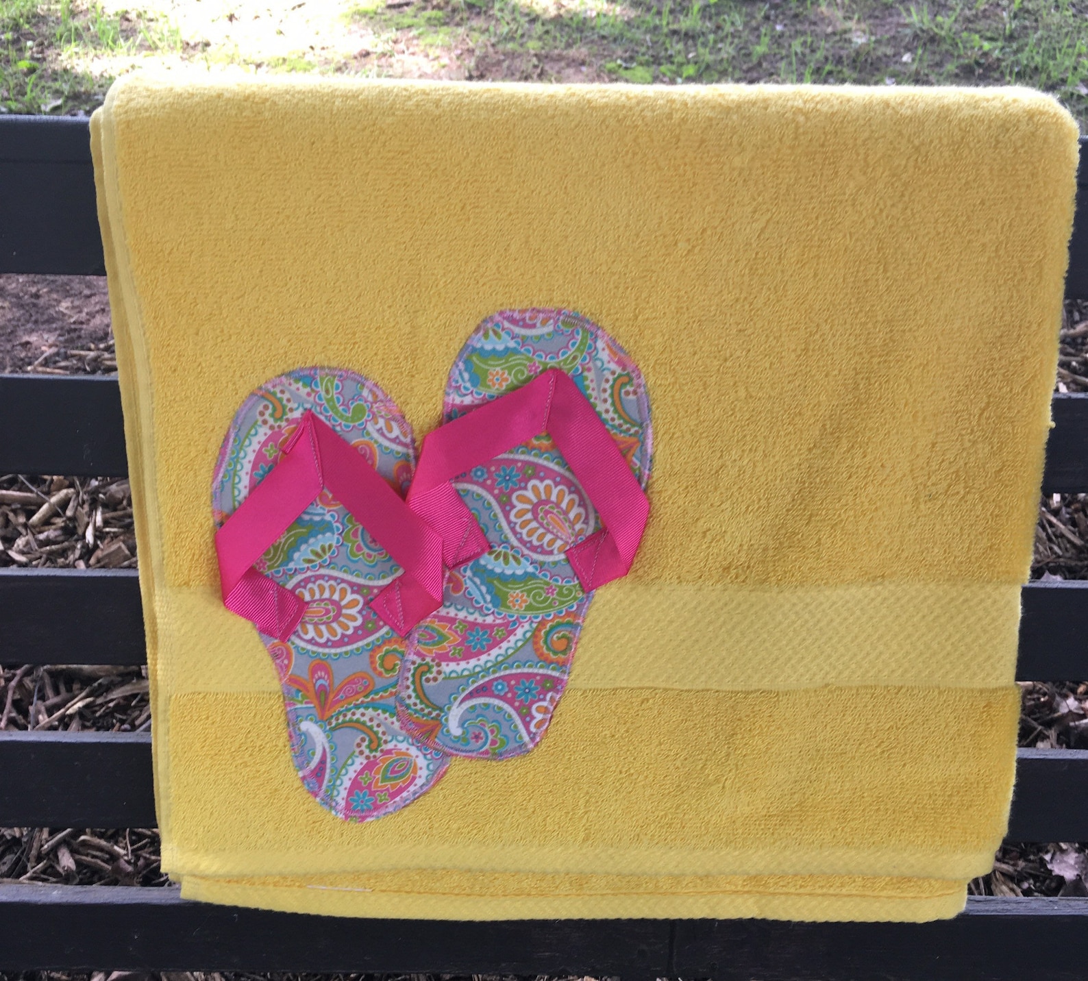 Yellow Flip Flop Towel flip flop bath towel personalized Etsy