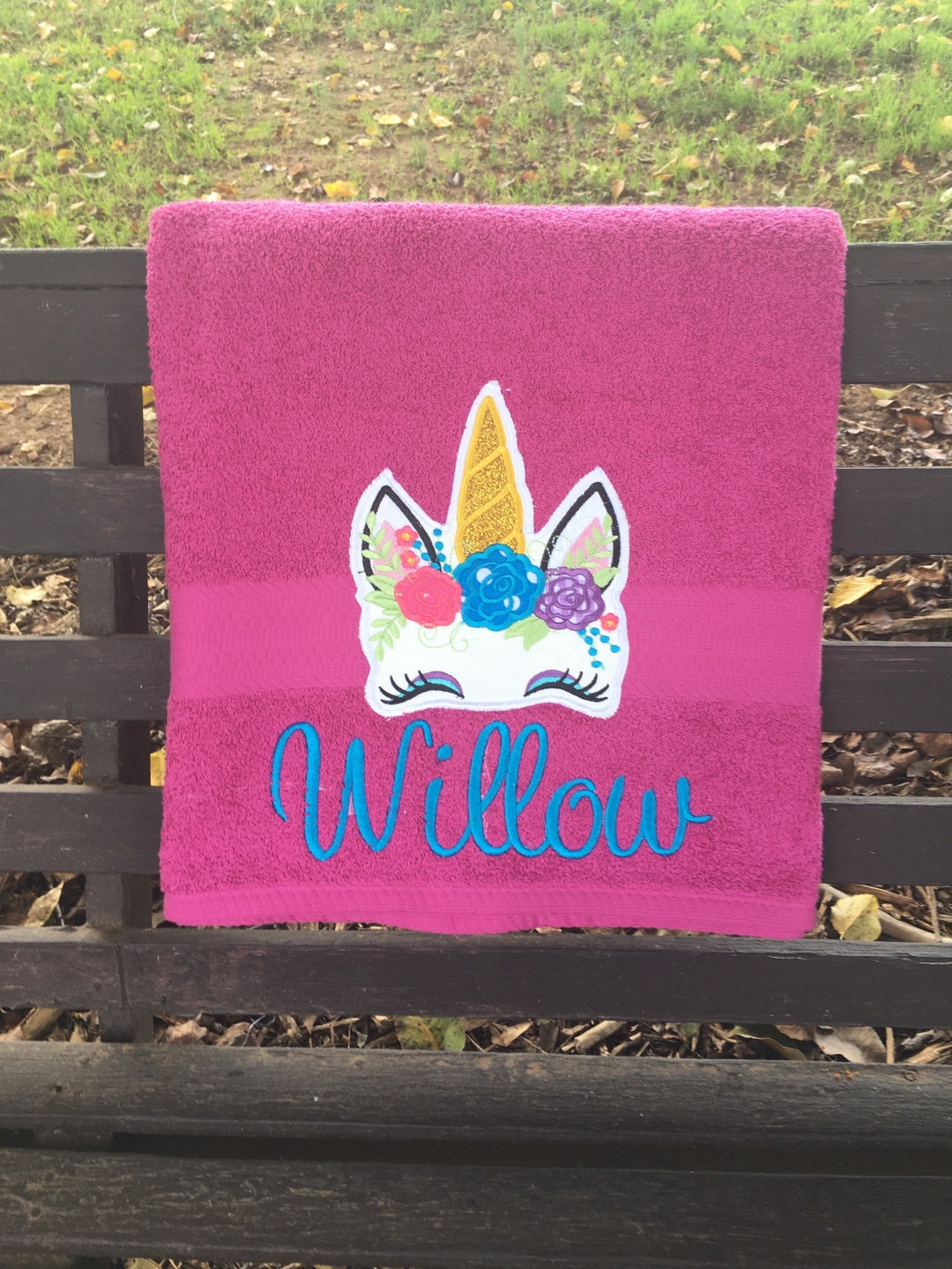 Hot Pink Unicorn Bath Towel, Unicorn Bathroom Décor, Girl's Unicorn