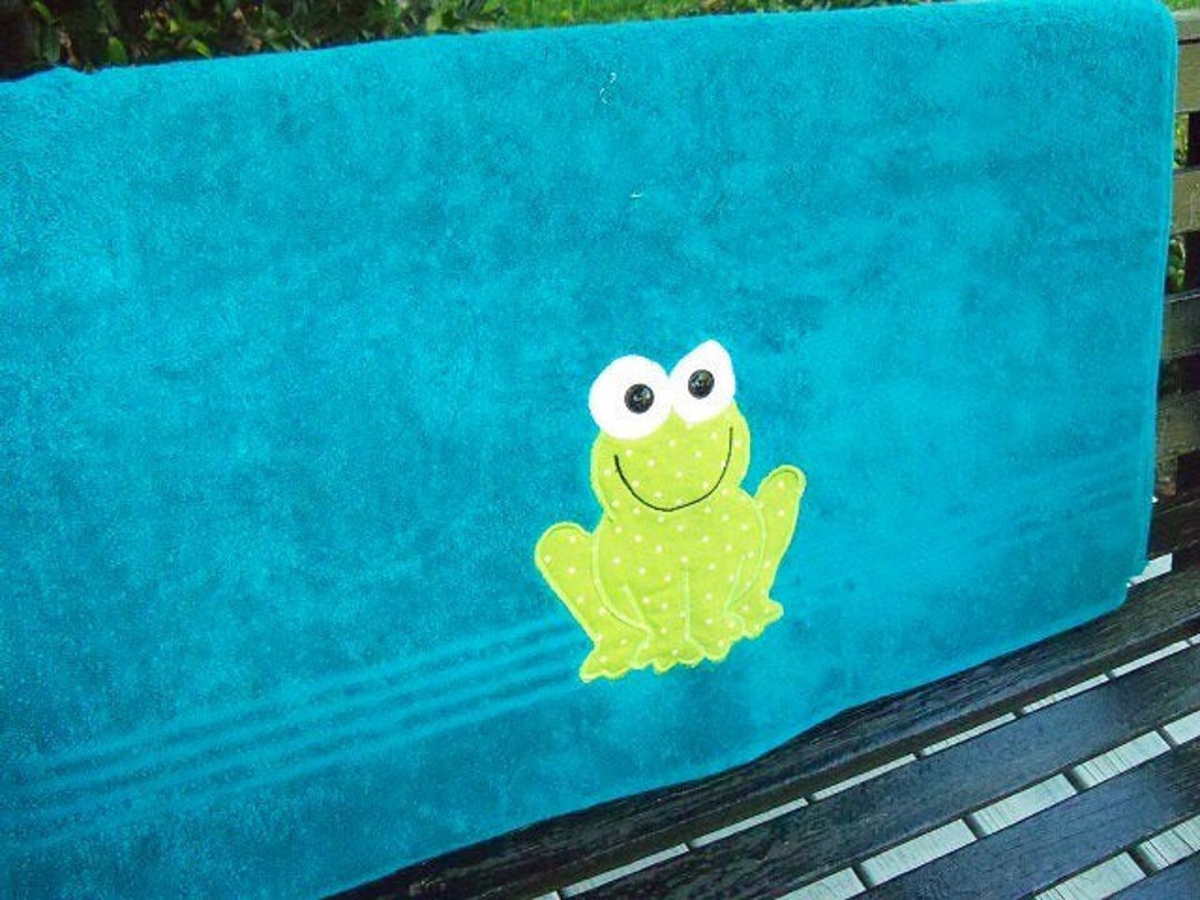 Teal Frog Towel Frog Bath Towel Kid's Frog Towel Etsy