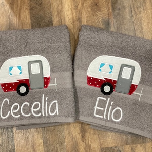 Embroidered Camper Bath Towel: Personalized Camping Decor