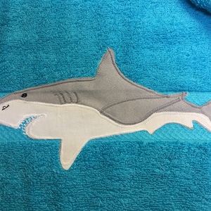 Shark towel, shark bath towel, kids shark towel, personalized towel, towel with shark, shark bathroom décor, shark swim towel, bath towel image 3