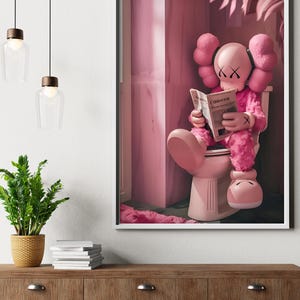 Vibrant Kaws Print for Your Bathroom | Quirky Toilet Art | Digital Poster Download | Trendy ...