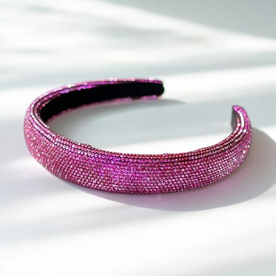 Rhinestone Crystal Padded Headband – Pink (1 Inch) - Etsy  display picture 3