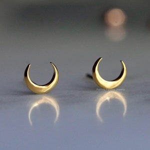 Crescent Moon-stekers, puur titanium, 21 g, dunne dikte, geanodiseerd blauw paars goudzilver, cadeau voor haar