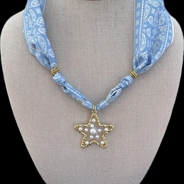Silk Bandana necklace  Turquoise bohemian native country theme