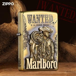 Zippo Lighter - Vintage Marlboro Cowboy &quot;Wanted&quot; Design, Limited Edition