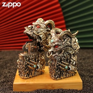 Luxury Dragon Zippo Lighter – Premium Design with Wooden Gift Box | Perfect for Collectors and Fantasy Lovers | Unique Classic Zippo Lighter