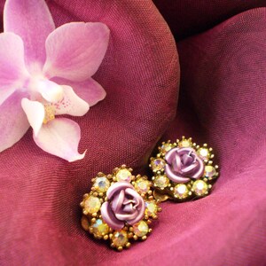 Vintage rose-shaped ear clips
