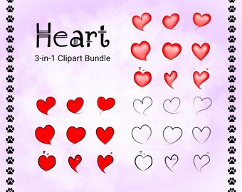 Paquete de imágenes prediseñadas de corazones 3 en 1