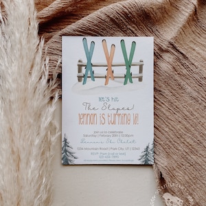 Ski Slope Celebration Birthday Invitation - Instant Download