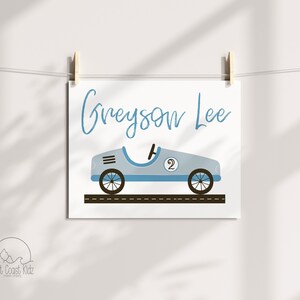 Two Fast Personalized Vintage Race Car Birthday Poster Instant Download image 1