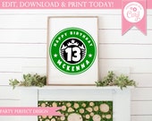 Starbucks Inspired Happy Birthday Poster - Instant Download