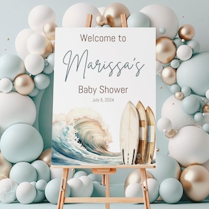 Baby an Bord Surfen Baby Shower Personalisiertes Willkommensschild Poster - Instant Download