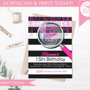 Escape Room Birthday Invitation - 5x7 - Instant Download
