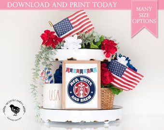 Patriotic Coffee Bar Sign, Starbucks Inspired Print (Digital Download)