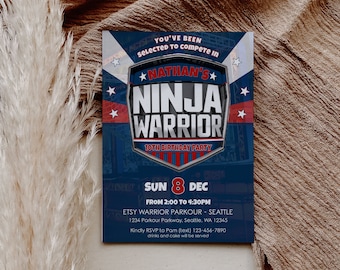 American Ninja Warrior Inspired Birthday Invitation- Instant Download