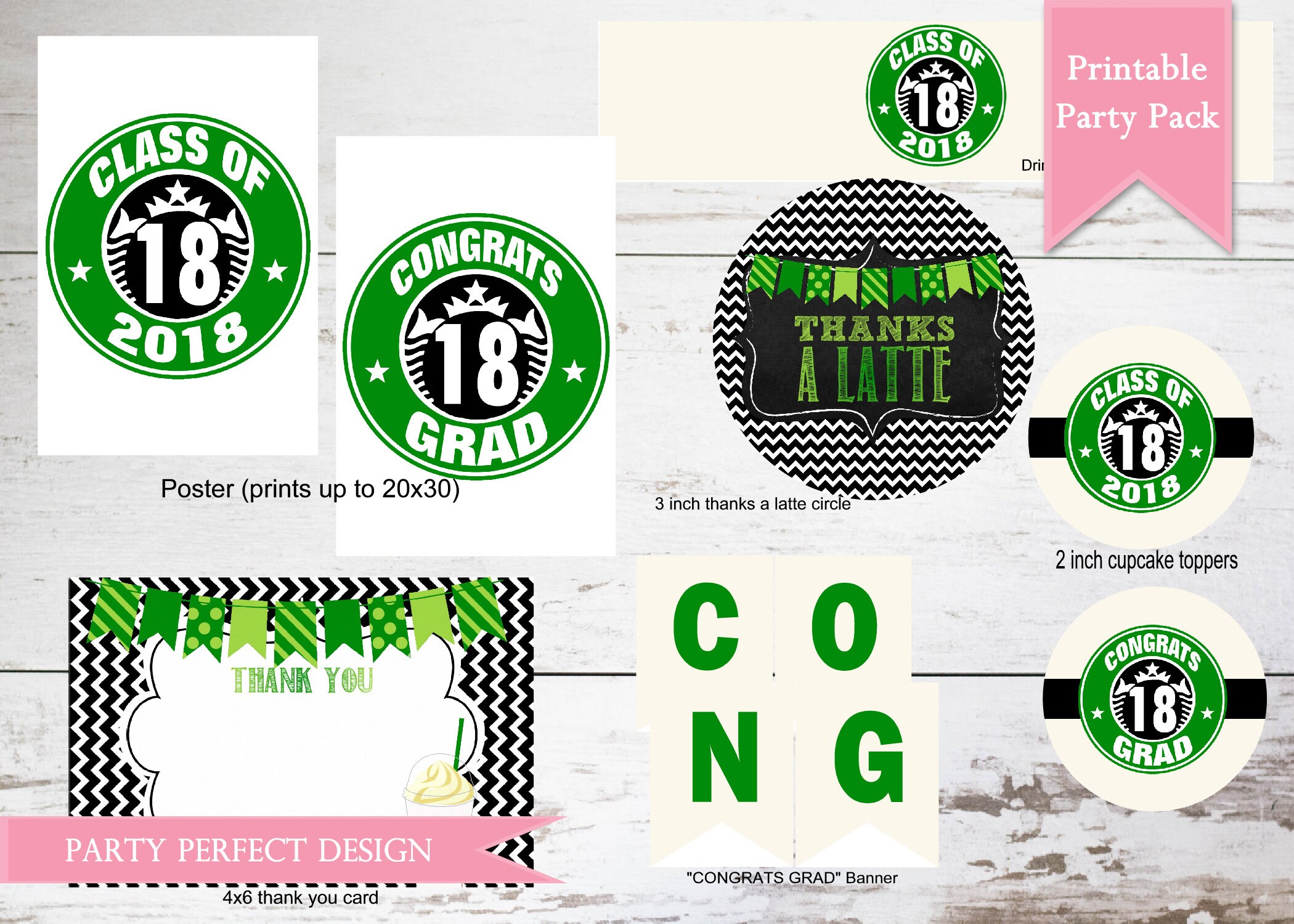Instant Download Starbucks Graduation Party Pack Coffee Etsy