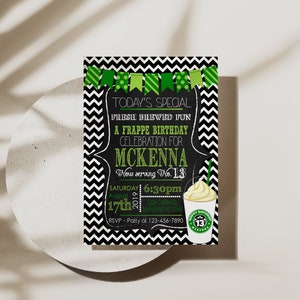 Starbucks Inspired Birthday Invitation - Instant Download