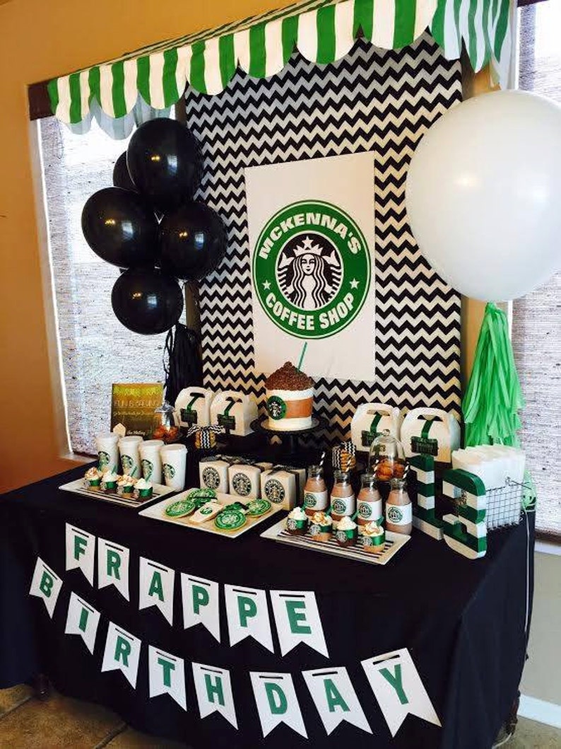Starbucks Birthday Coffee Lover Printable Banner Instant | Etsy