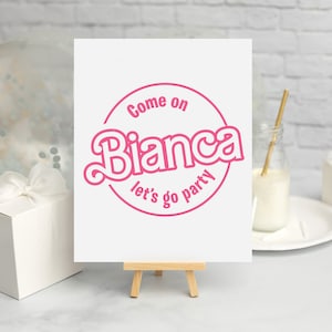 Come on Party Pinke Puppe personalisierte Geburtstag 8x30 Zeichen - Instant Download
