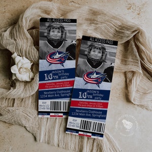 Hockey Ticket Stil Einladung - Columbus Blue Jackets Geburtstagseinladung - Instant Download