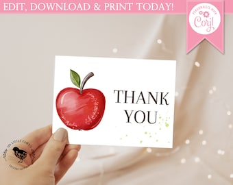 Apple Harvest Thank You Card, Teacher Thank You- Instant Download