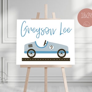 Two Fast Personalized Vintage Race Car Birthday Poster Instant Download image 2